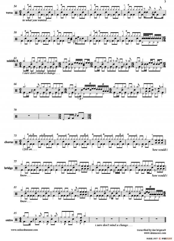 Fell On Black Days（鼓谱）