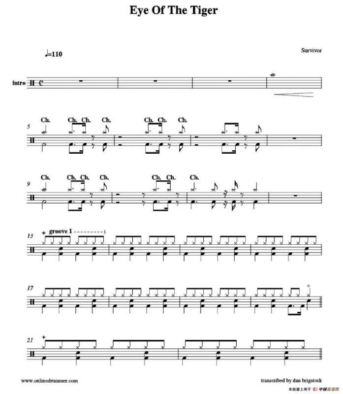 Eye of the Tiger（鼓谱）