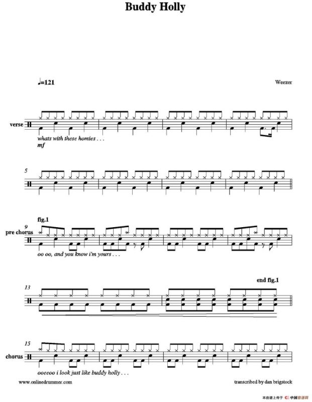 Buddy Holly（鼓谱）