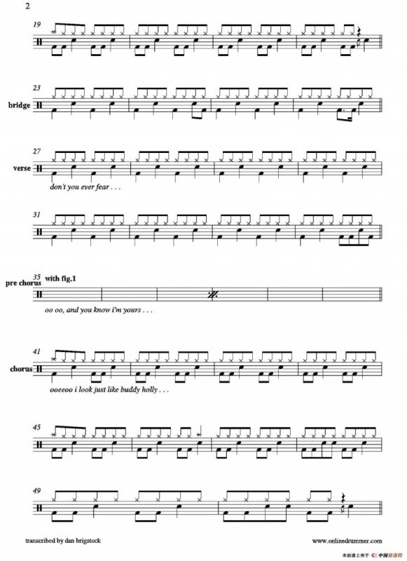 Buddy Holly（鼓谱）