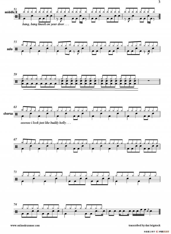 Buddy Holly（鼓谱）