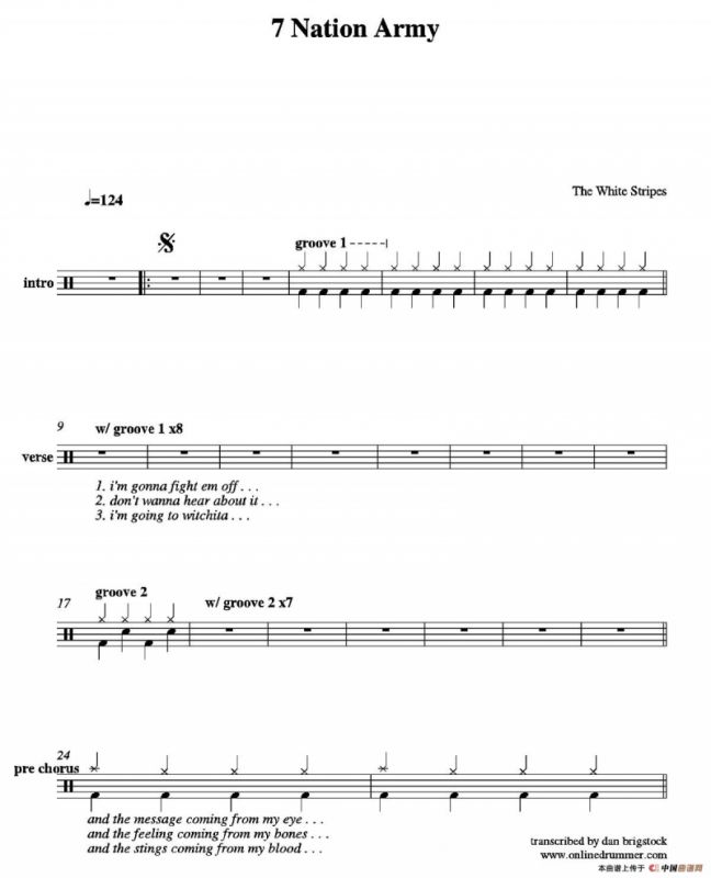 Nation Army（鼓谱）