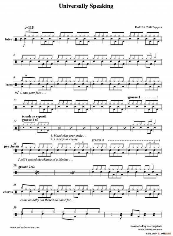 Universally Speaking（鼓谱）