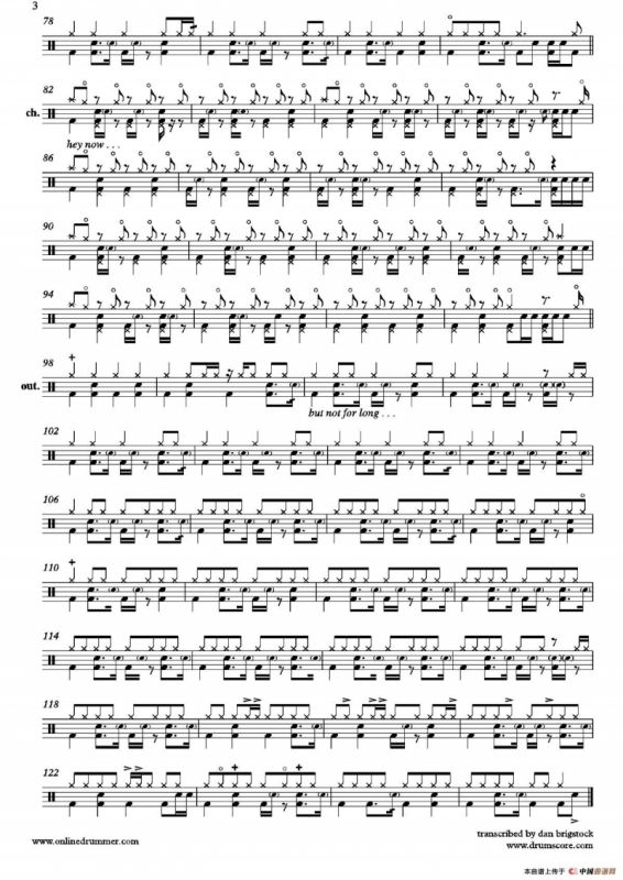 The Adventures Of Rain Dance Maggie（鼓谱）