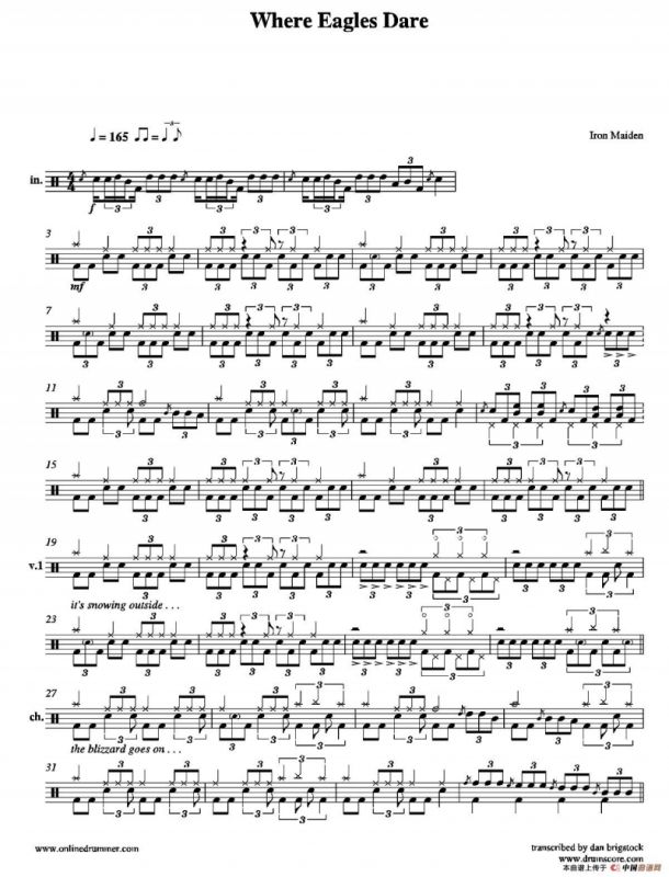 Where Eagles Dare（鼓谱）