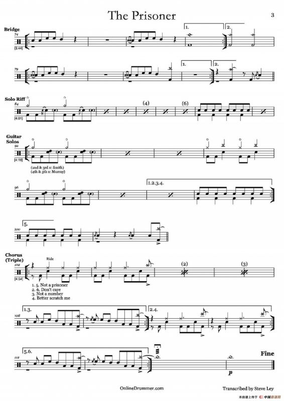The Prisone（鼓谱）