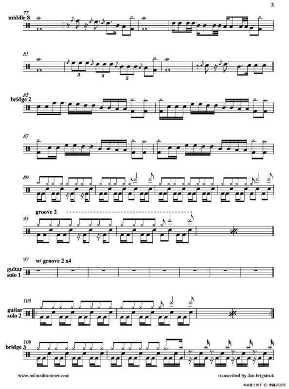 Hallowed Be Thy Name（鼓谱）