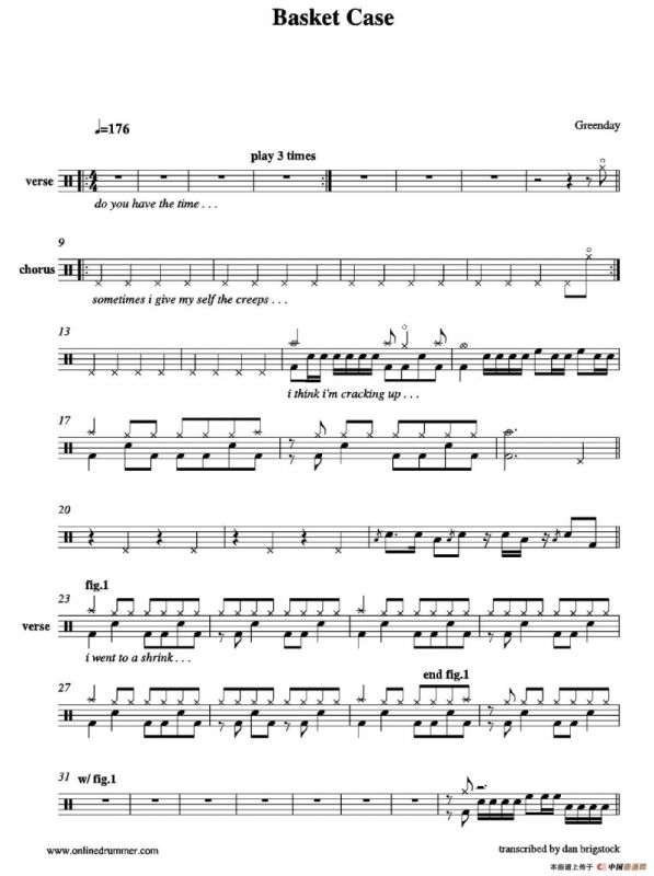 Basket Case（鼓谱）