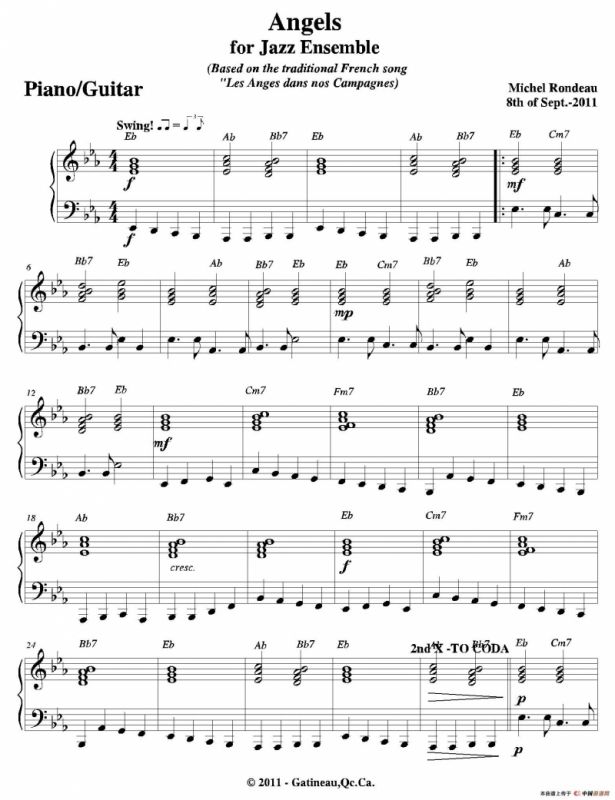 Angels for Jazz Ensemble（钢琴、吉他分谱）