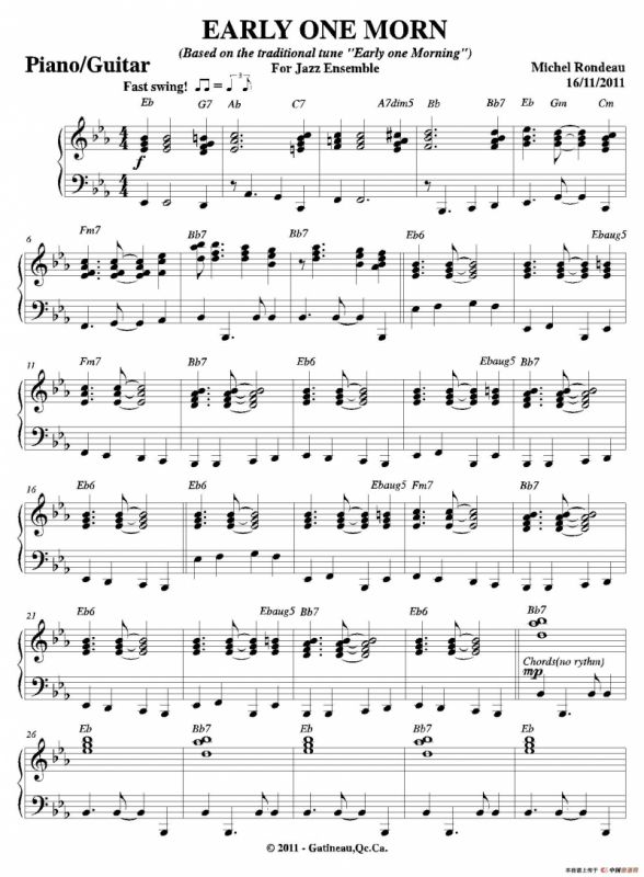 EARLY ONE MORN（钢琴吉他分谱）