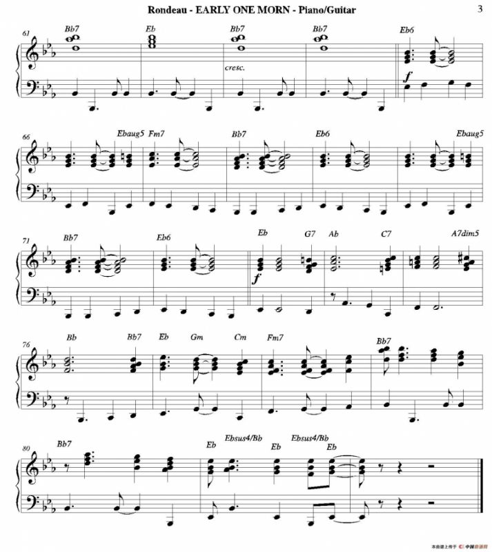 EARLY ONE MORN（钢琴吉他分谱）