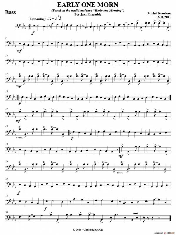 EARLY ONE MORN（贝司分谱）