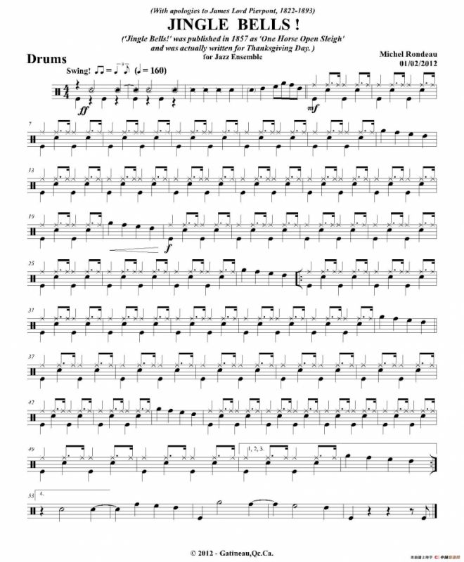 JINGLE BELLS！（爵士鼓分谱）