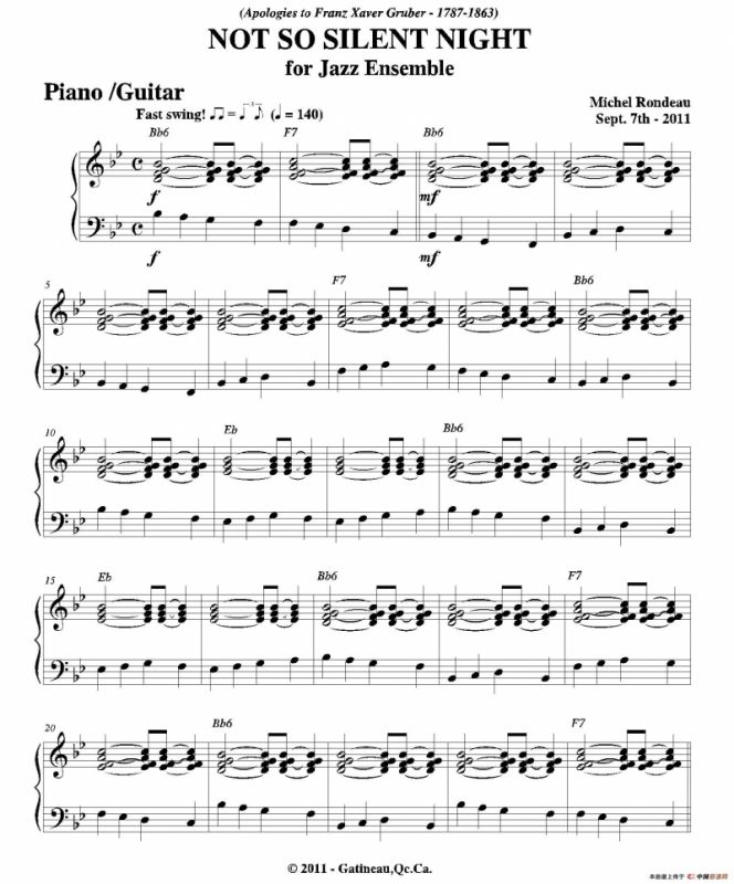 NOT SO SILENT NIGHT（钢琴、吉他分谱）
