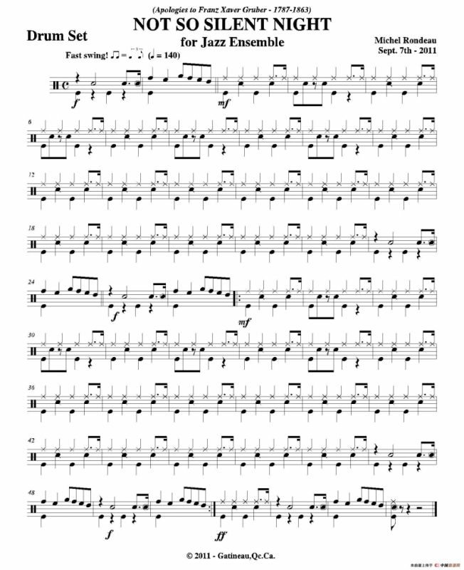 NOT SO SILENT NIGHT（爵士鼓分谱）