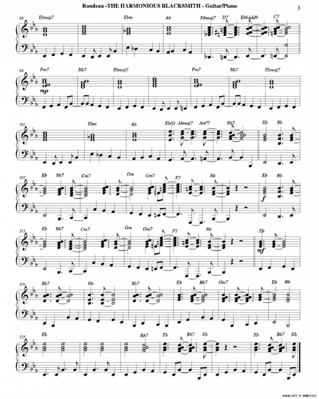 THE HARMONIOUS BLACKSMITH（钢琴、吉他分谱）