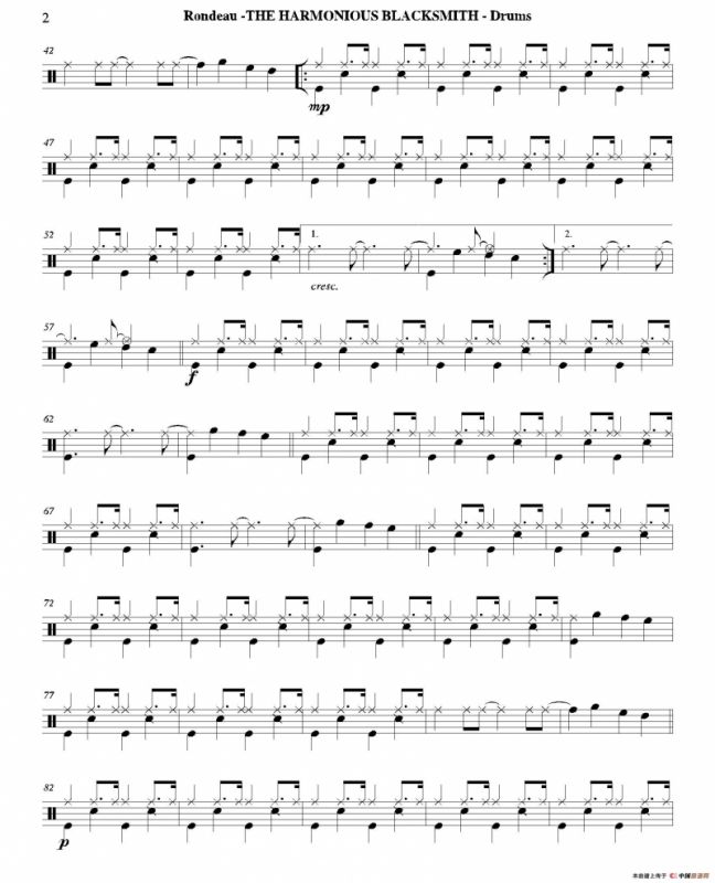 THE HARMONIOUS BLACKSMITH（爵士鼓分谱）