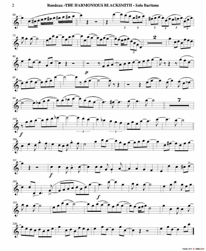 THE HARMONIOUS BLACKSMITH（男中音分谱）