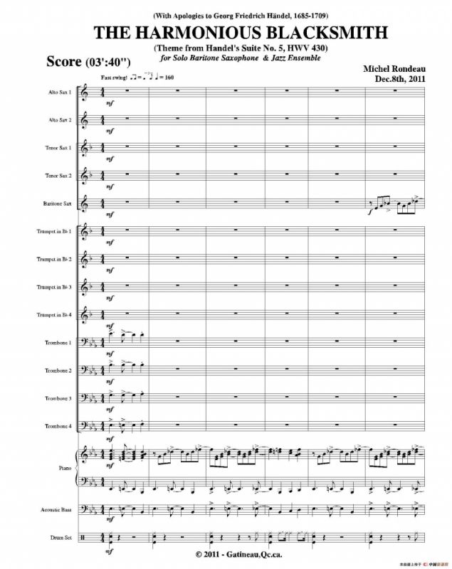 THE HARMONIOUS BLACKSMITH（总谱）