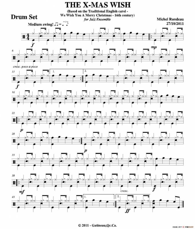 THE X-MAS WISH（爵士鼓分谱）