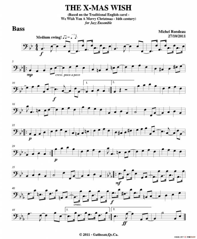 THE X-MAS WISH（贝司分谱）