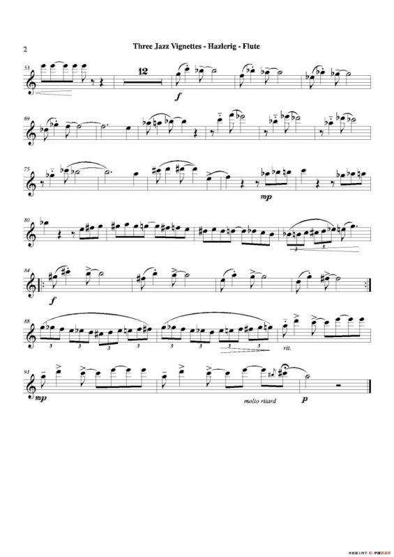 Three jazz vignettes（第一乐章）（长笛巴松钢琴三重奏）