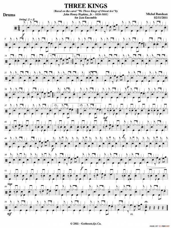 THREE KINGS（爵士鼓分谱）