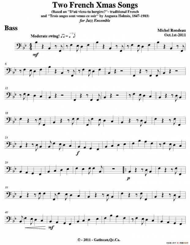 Two French Xmas Songs（贝司分谱）
