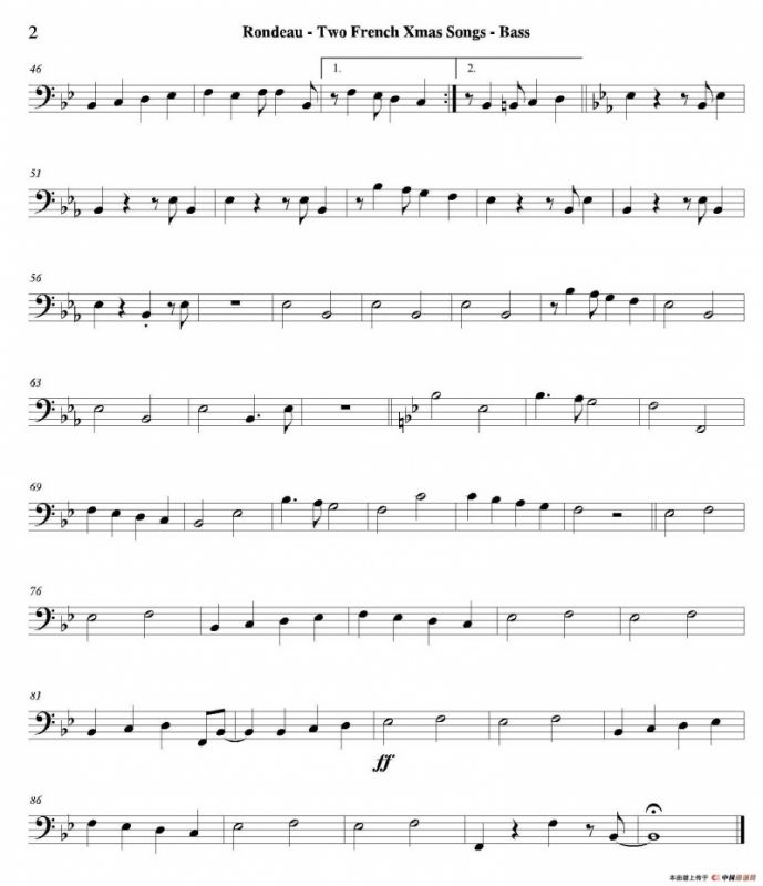 Two French Xmas Songs（贝司分谱）