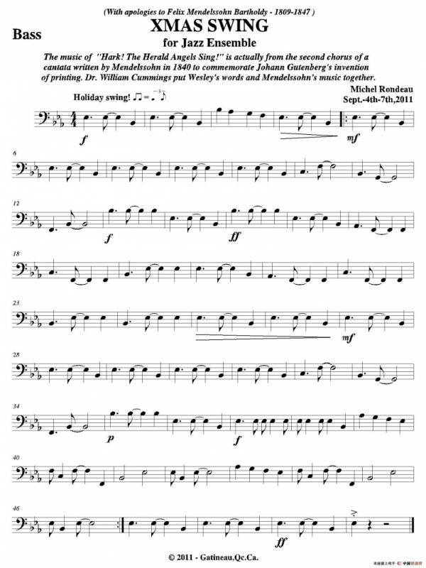XMAS SWING（贝司分谱）