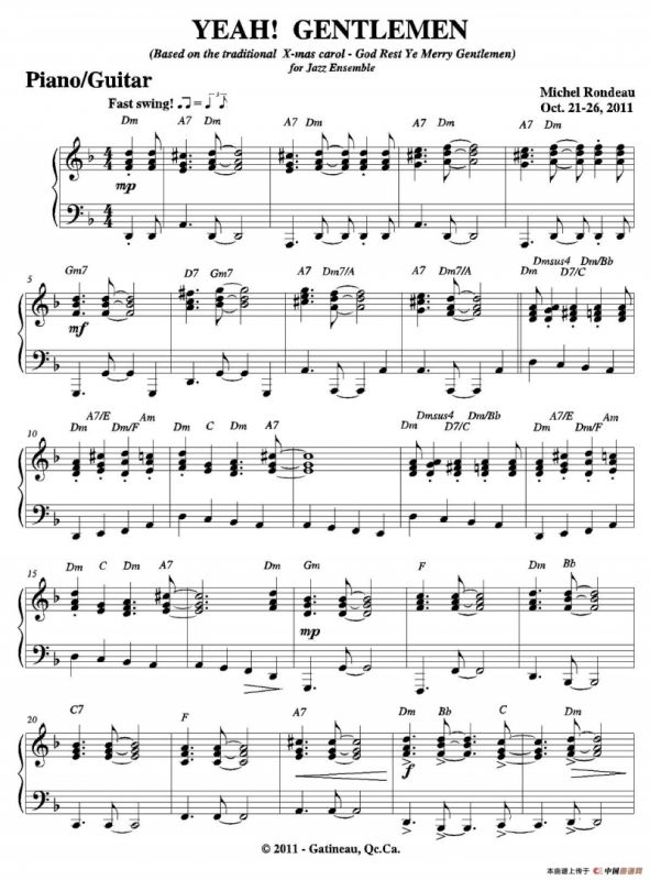 YEAH! GENTLEMEN（钢琴、吉他分谱）