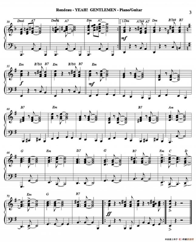 YEAH! GENTLEMEN（钢琴、吉他分谱）