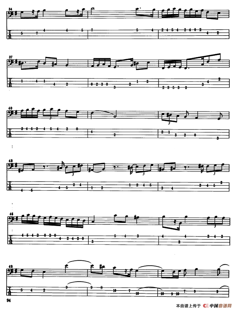 电贝司专业等级第六级（三、自选曲目）