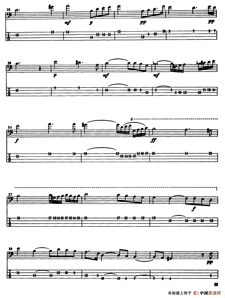 电贝司专业等级第六级（二、必弹曲目：独奏曲）