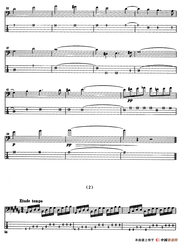 电贝司专业等级第六级（二、必弹曲目：独奏曲）