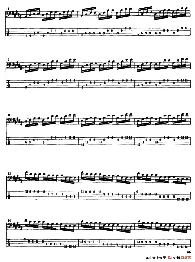 电贝司专业等级第六级（二、必弹曲目：独奏曲）