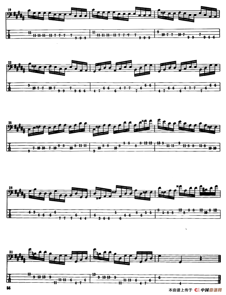 电贝司专业等级第六级（二、必弹曲目：独奏曲）