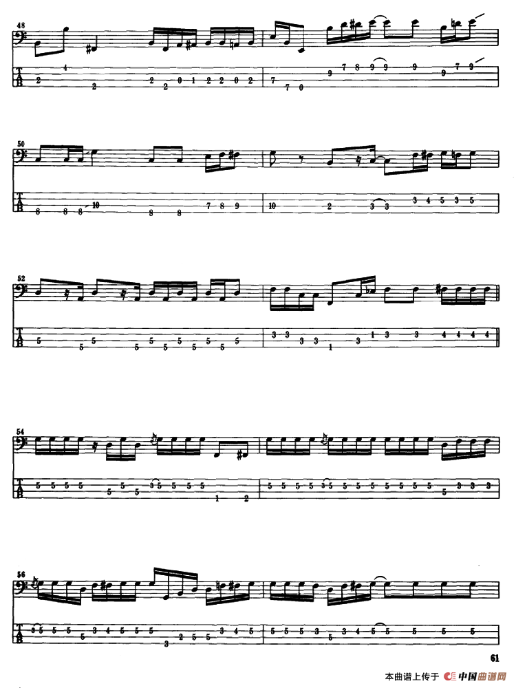 电贝司专业等级第六级（二、必弹曲目：独奏曲）