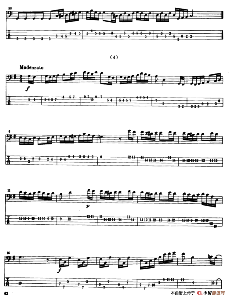 电贝司专业等级第六级（二、必弹曲目：独奏曲）