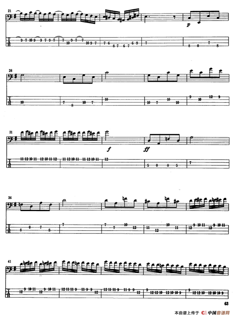 电贝司专业等级第六级（二、必弹曲目：独奏曲）