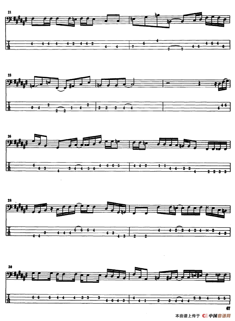 电贝司专业等级第六级（二、必弹曲目：独奏曲）