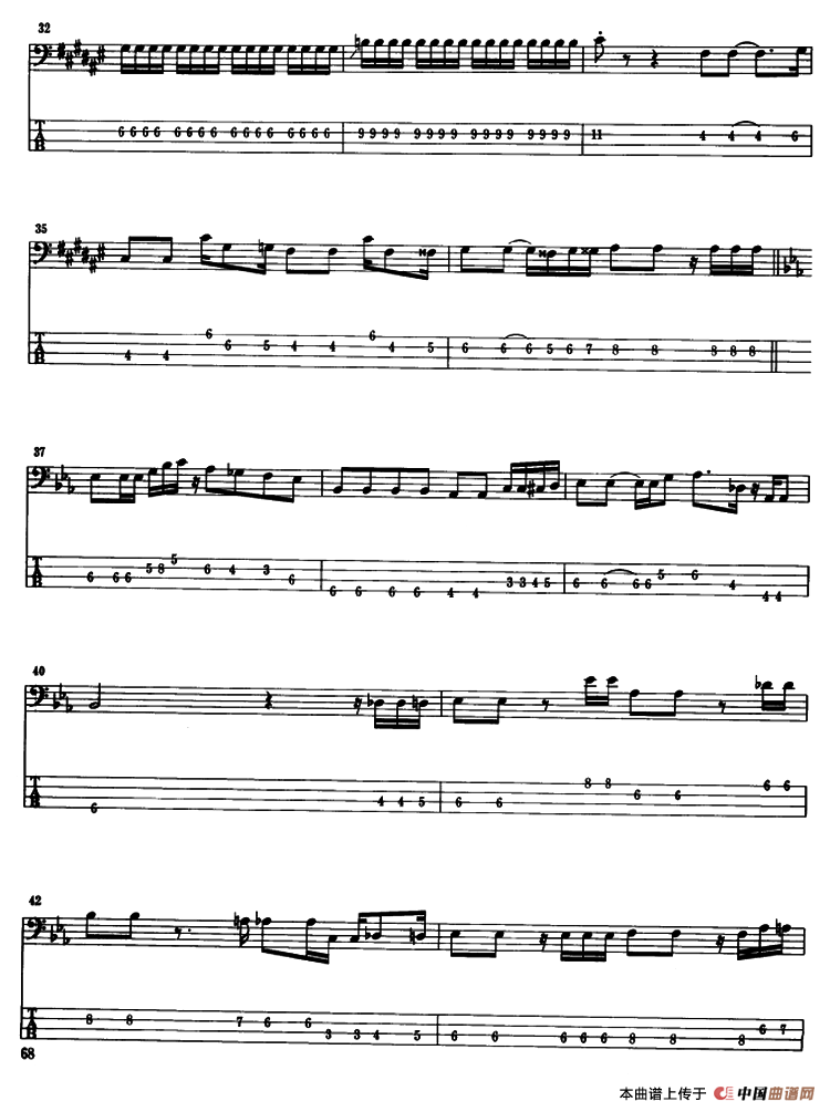 电贝司专业等级第六级（二、必弹曲目：独奏曲）