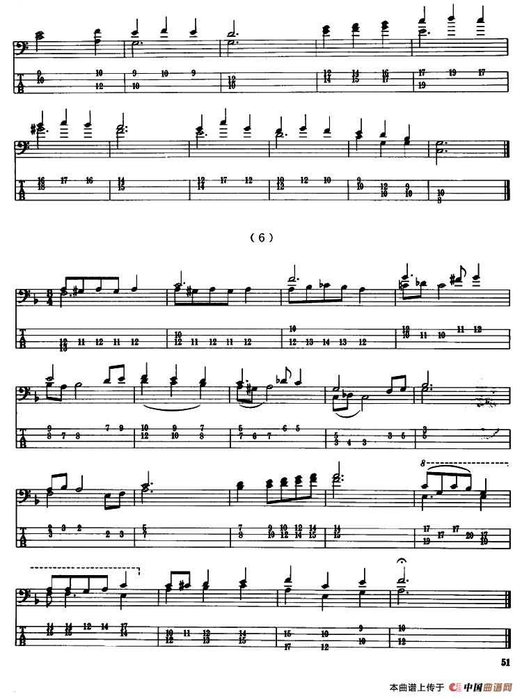 电贝司专业等级第六级（二、必弹曲目：练习曲）