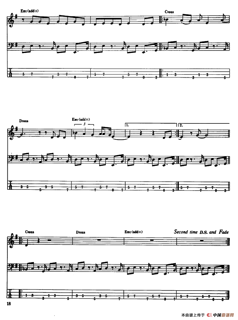 电贝司专业等级第五级（二、必弹曲目：独奏曲）