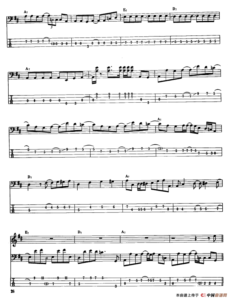电贝司专业等级第五级（二、必弹曲目：独奏曲）