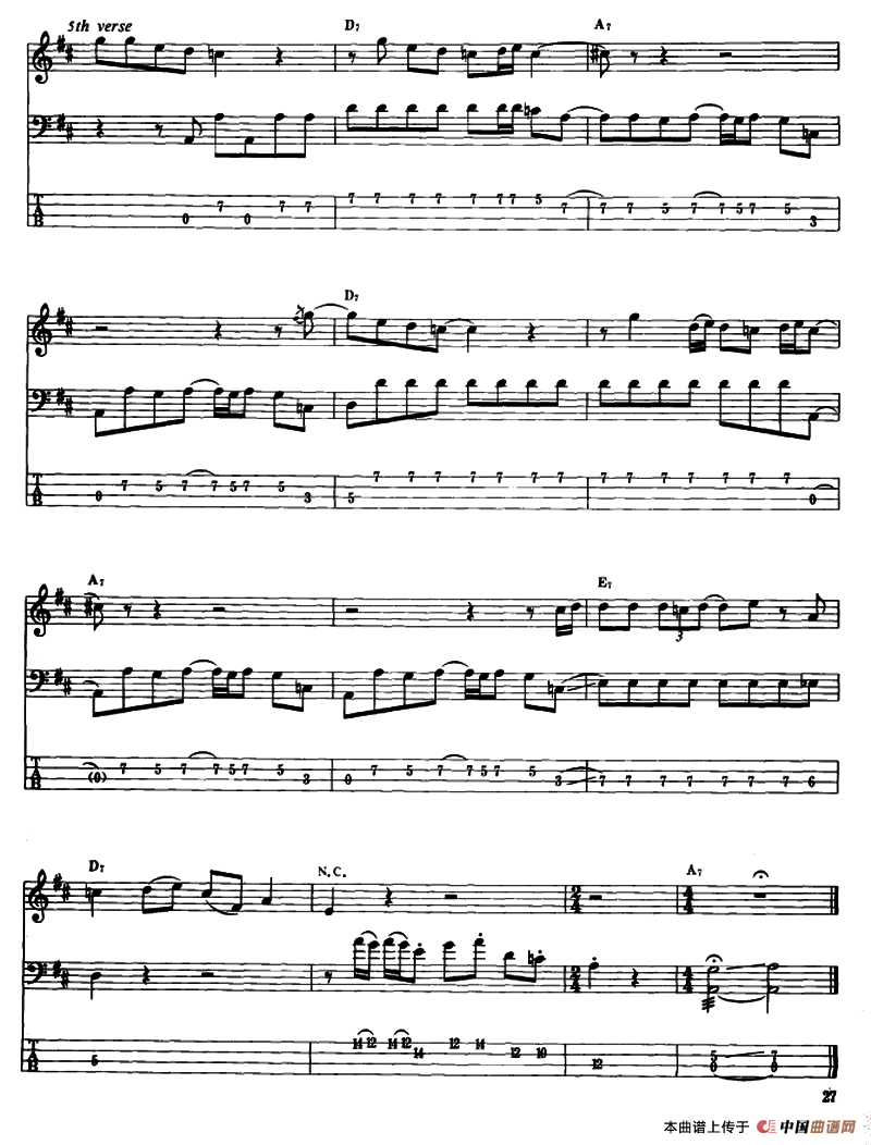 电贝司专业等级第五级（二、必弹曲目：独奏曲）