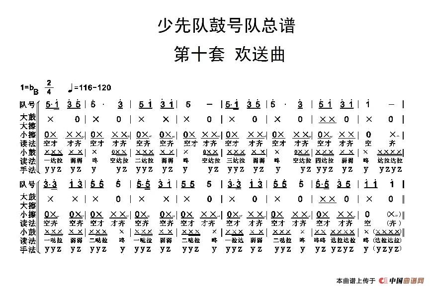 中国少年先锋队鼓号队总谱（第十套 欢送曲）