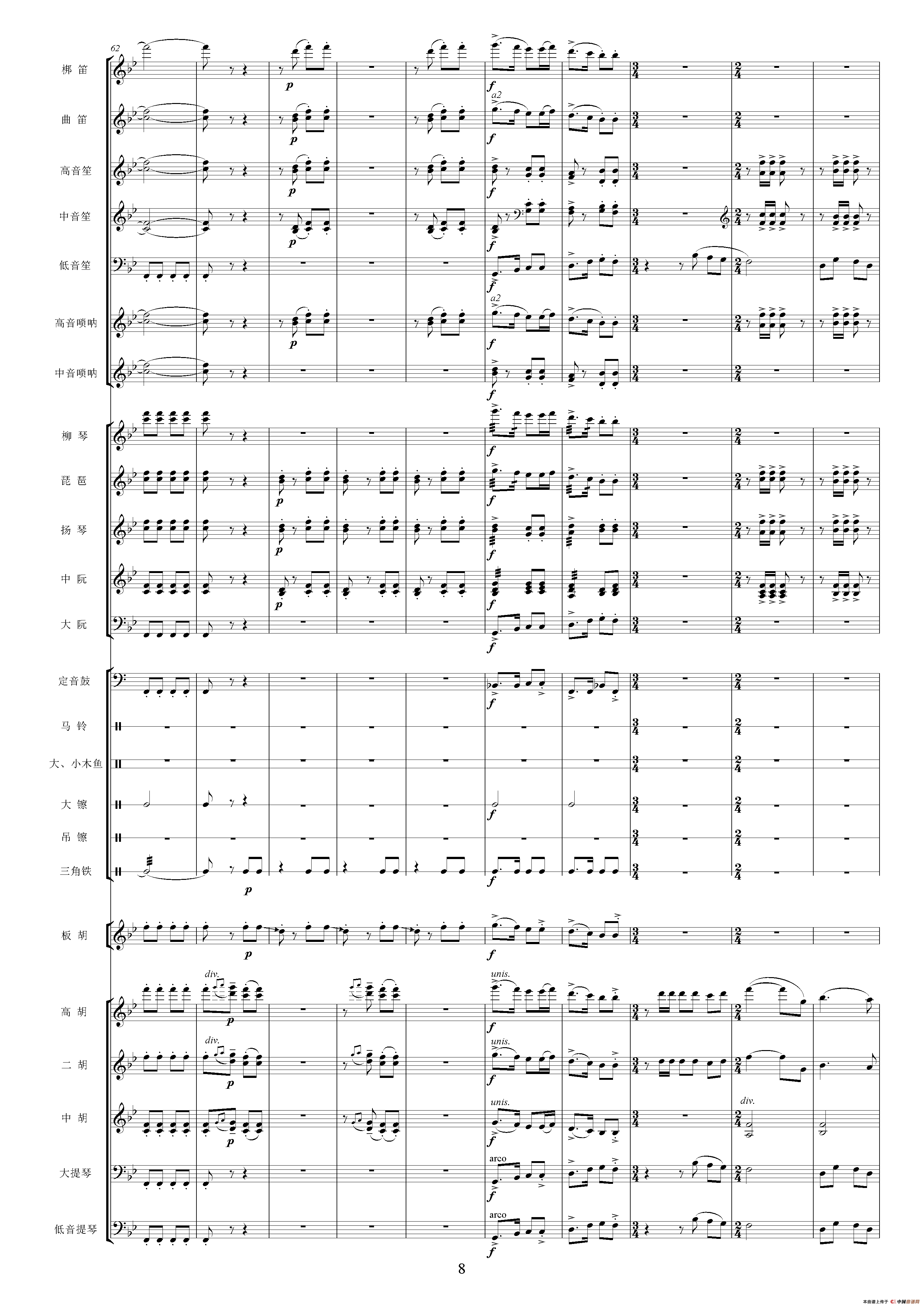 沿着社会主义大道奔前方（影片《青松林》主题曲、交响乐队总谱）