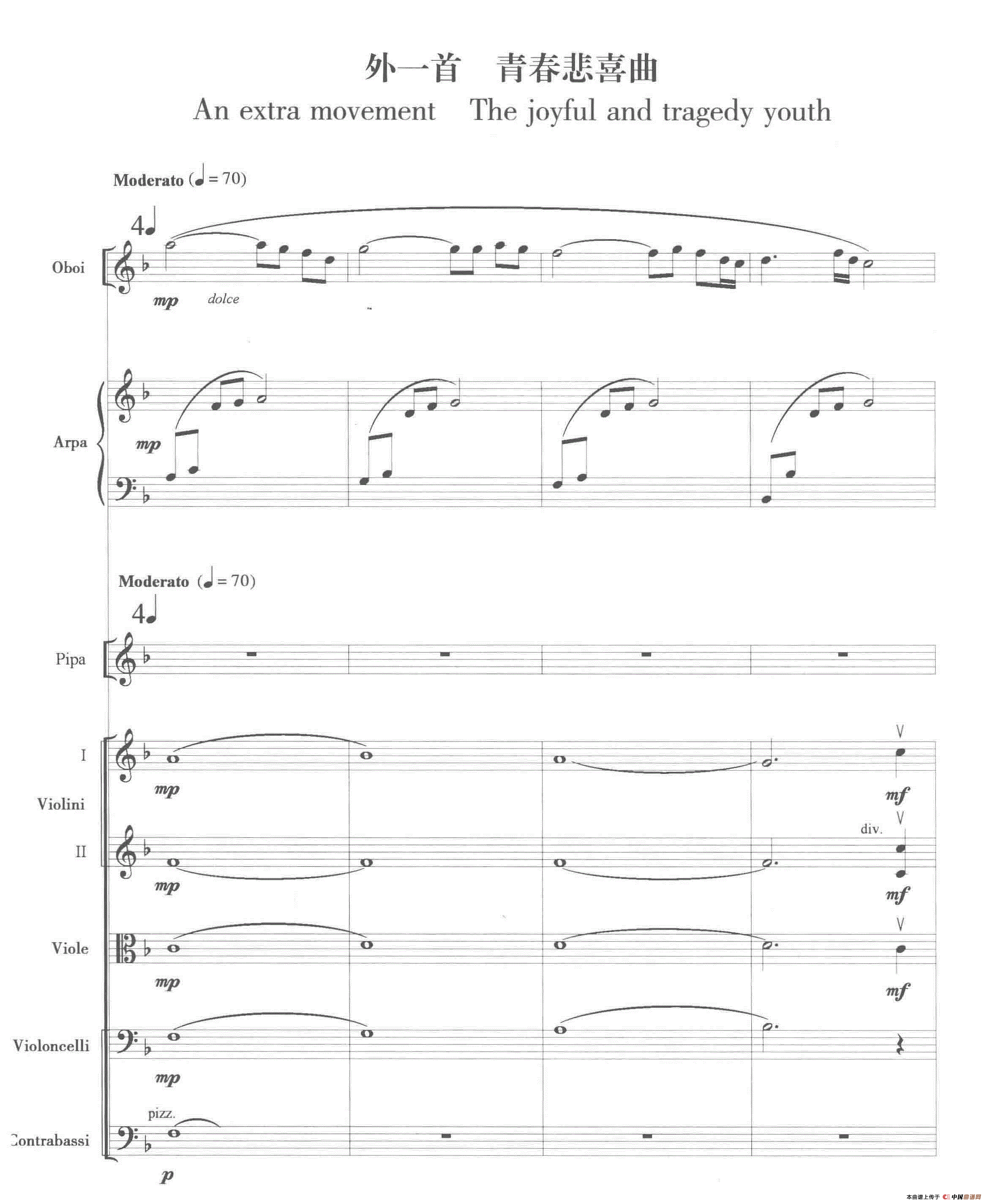 青春悲喜曲（琵琶与乐队总谱）