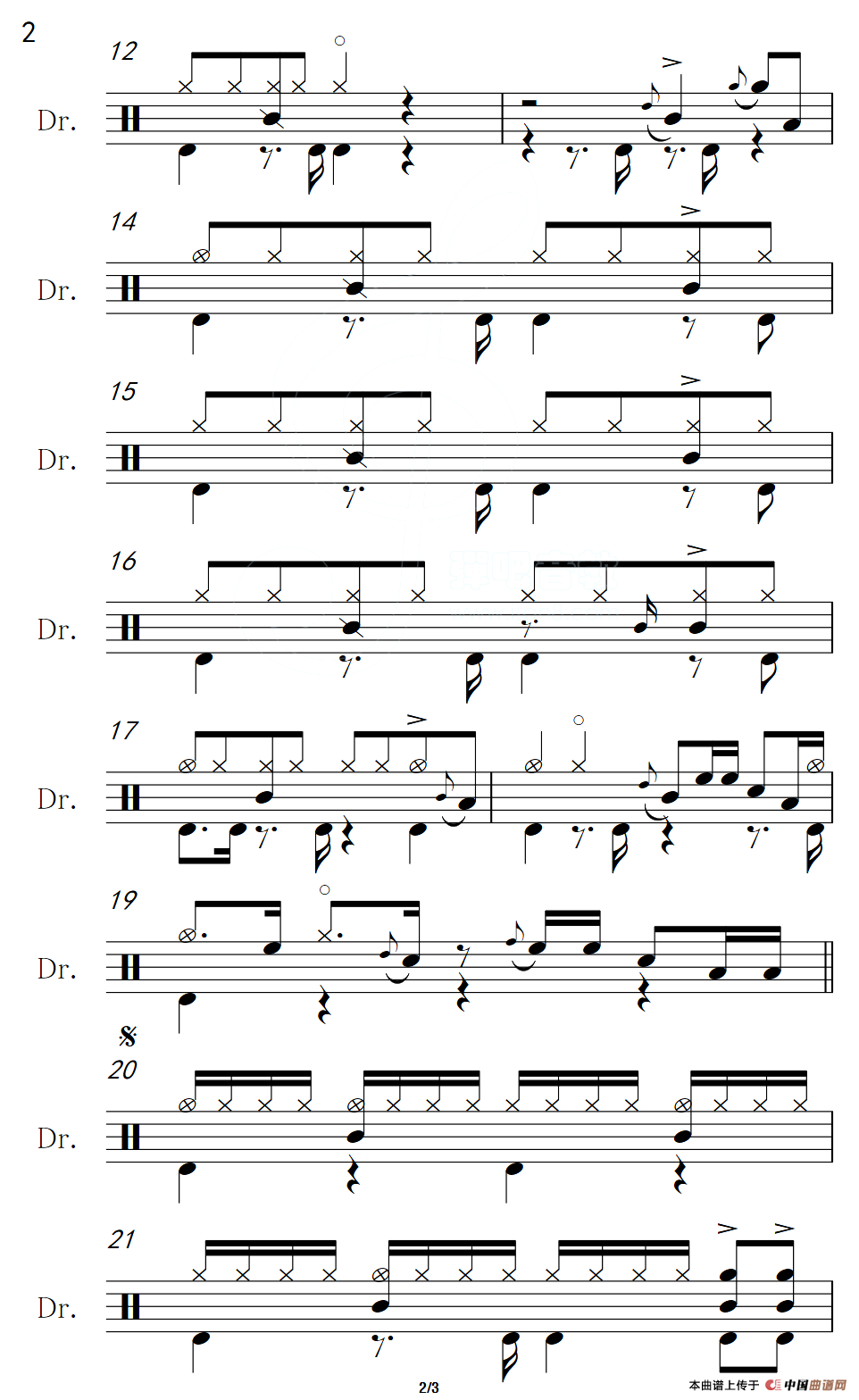 让我欢喜让我忧（架子鼓谱）